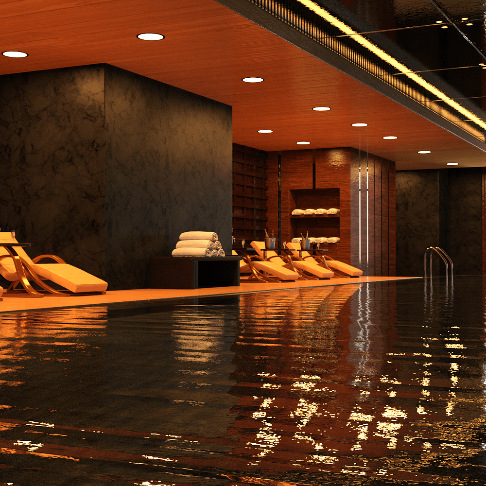 hotel indoor pool 3d model