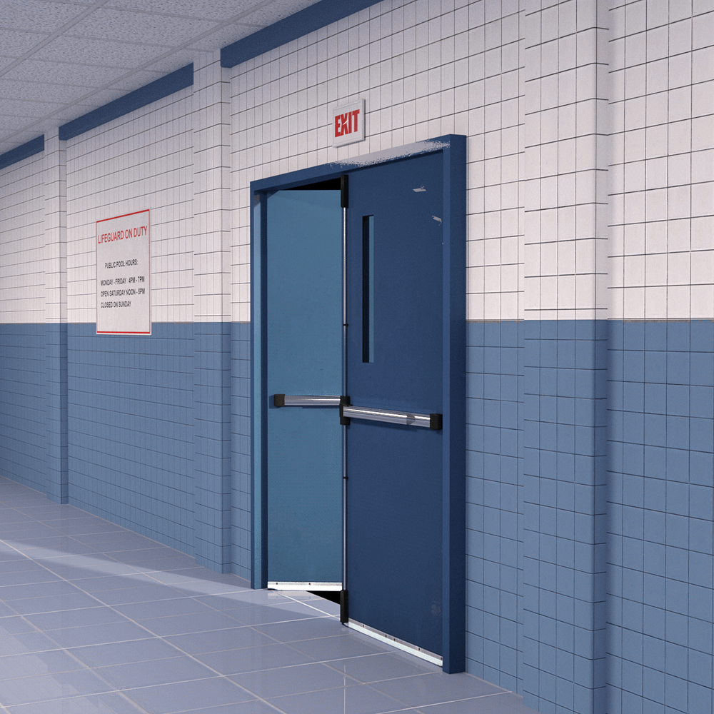 3d model of exit doors inside the pool area