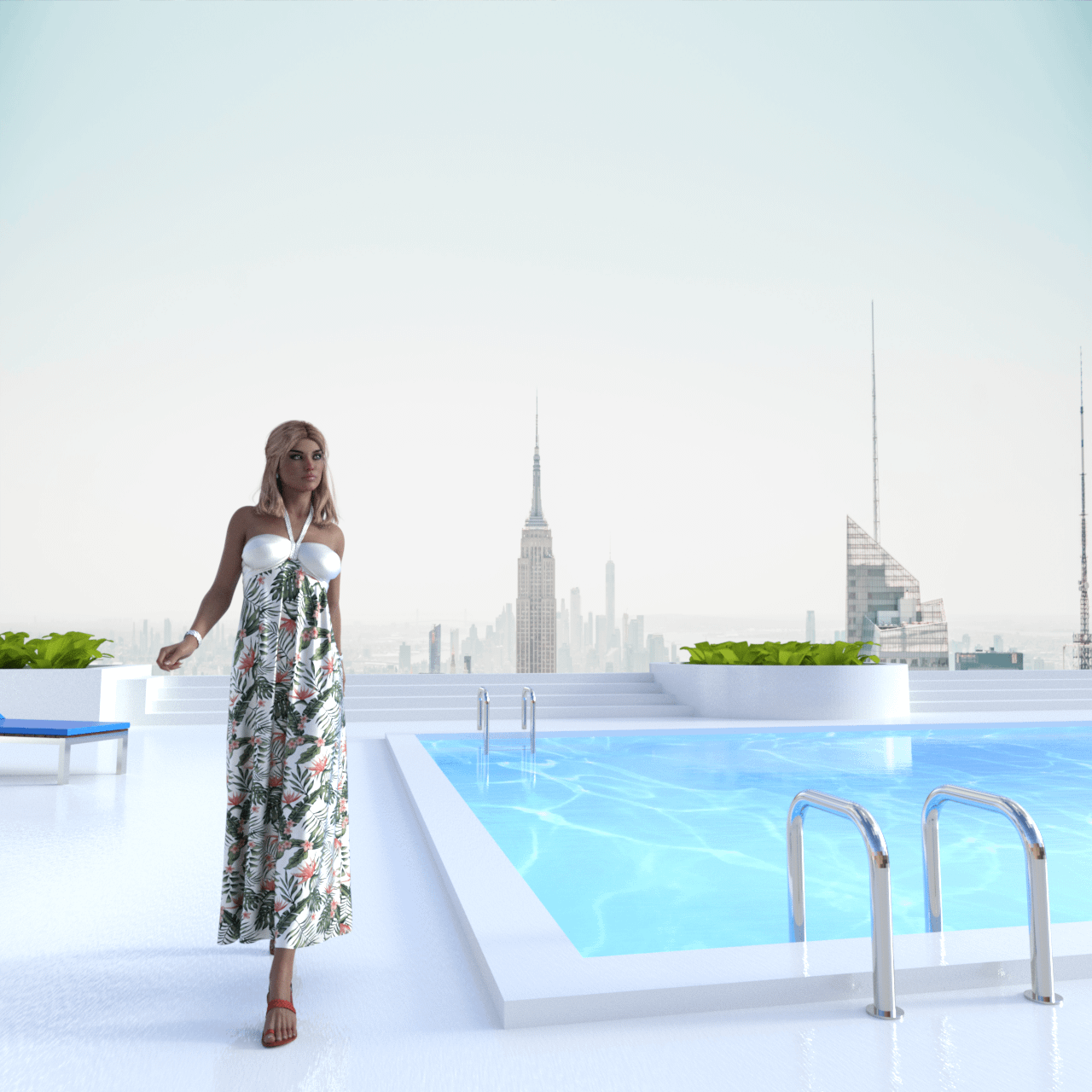 daz dforce dress with clothing simulation applied