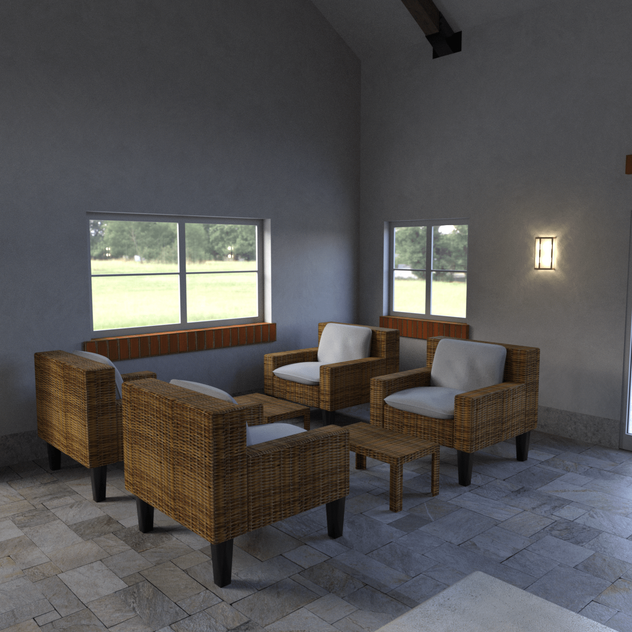 3d models of furnitures used in the pool house