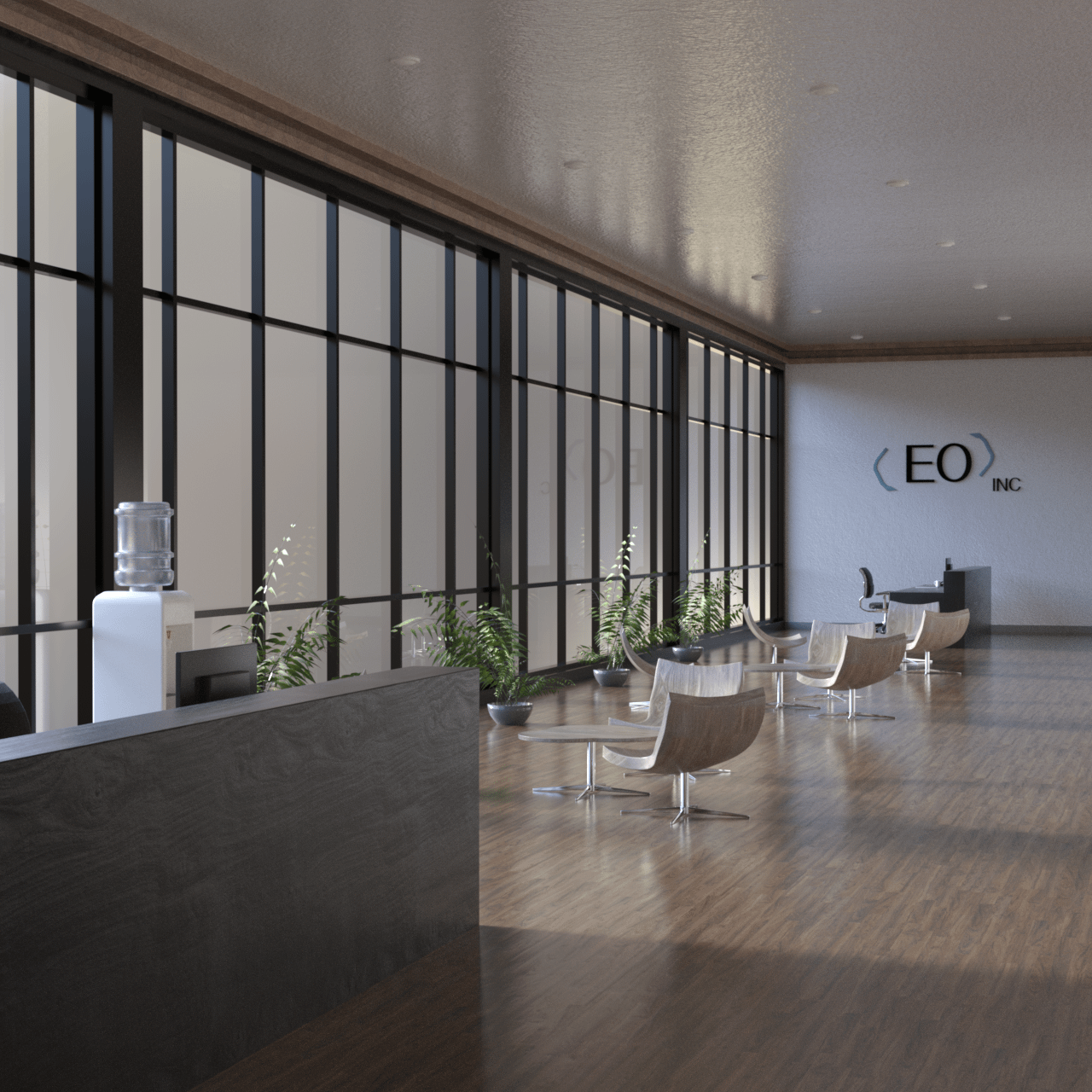 3d model of an office entrance area