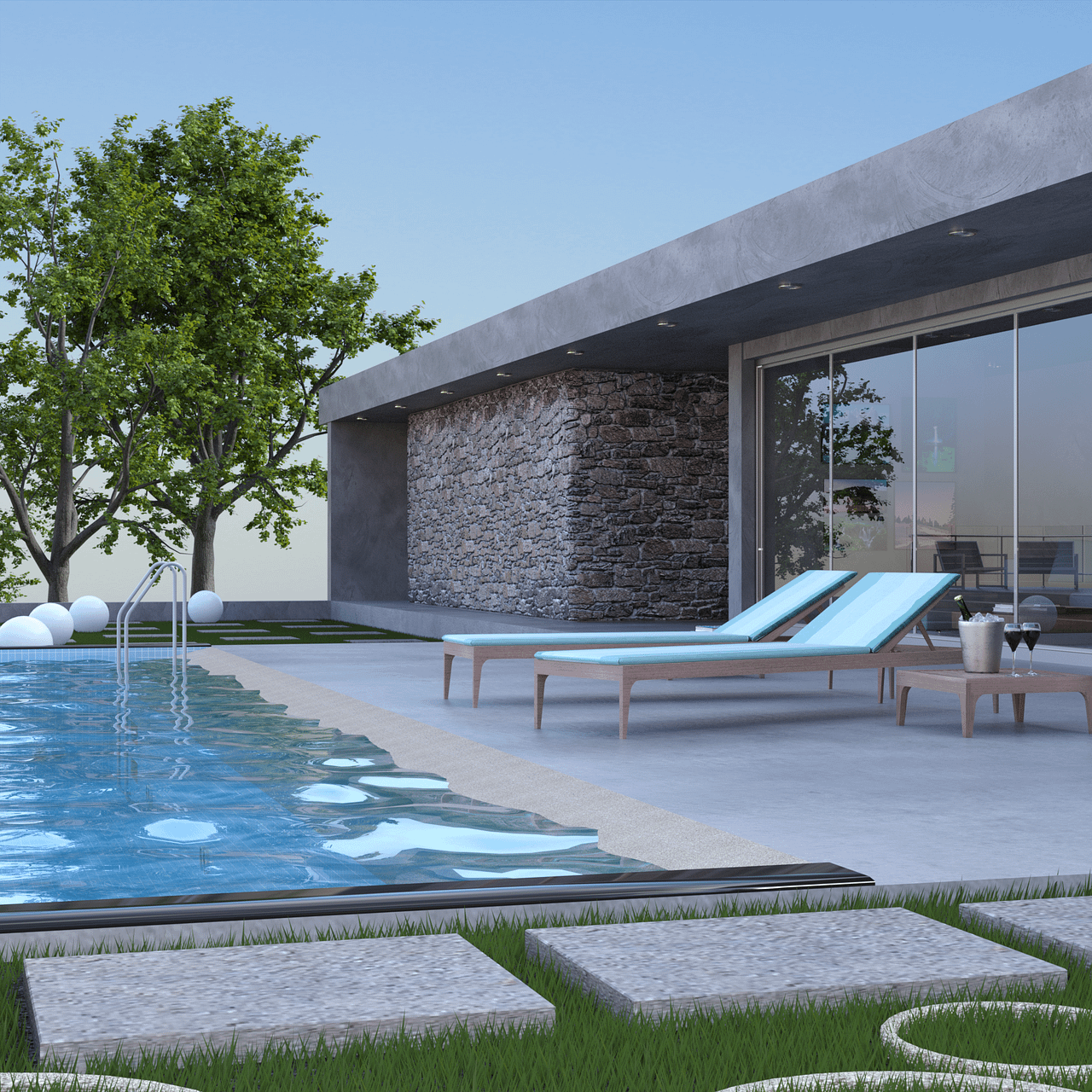 Villa with Pool 3d Model