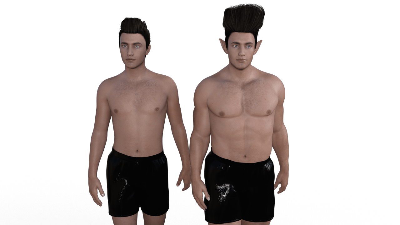 two daz male figures with different morphs