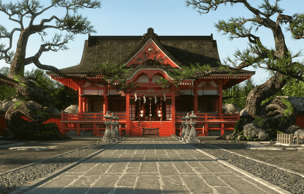 japanese shinto shrine 3d model