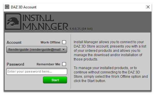 daz install manager account setup