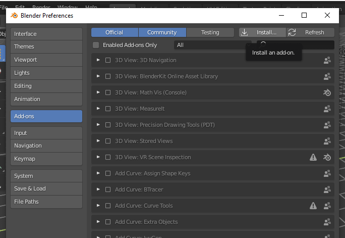 Plugin settings inside blender that are used to import the daz plugin