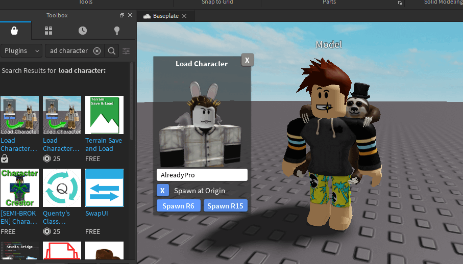 how to change roblox character