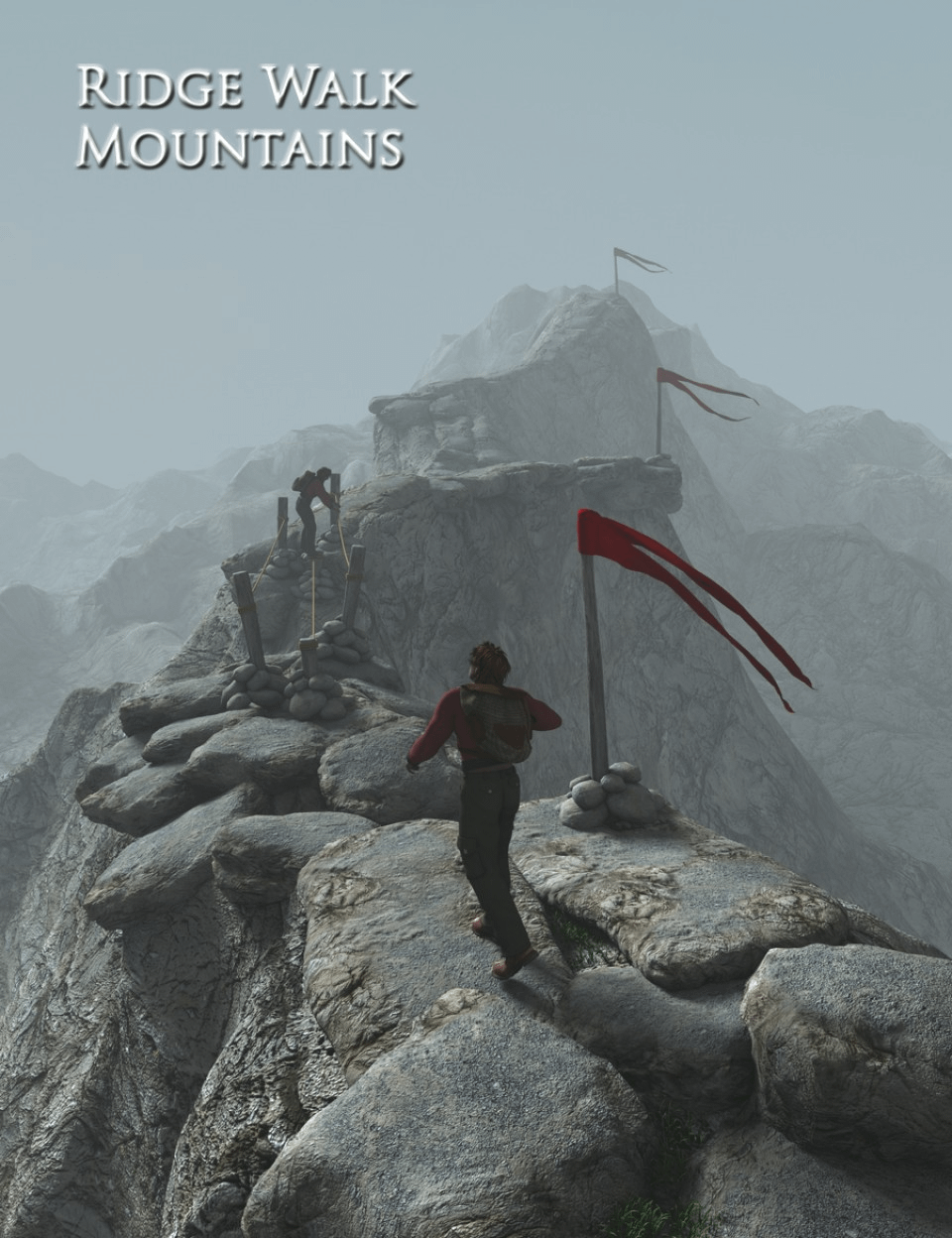 daz ridge walk mountains showing flags