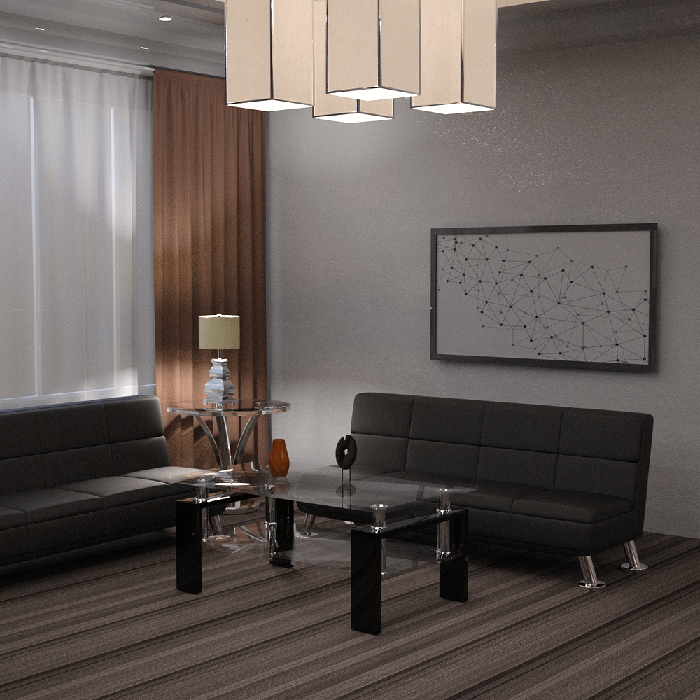Waiting area with furniture 3d models