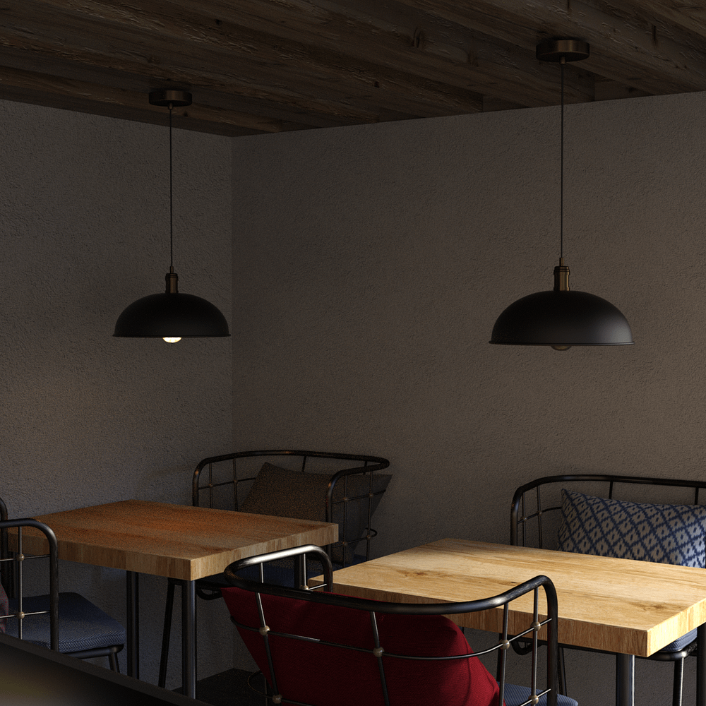 Rendering lightning setup with two lamps above two table