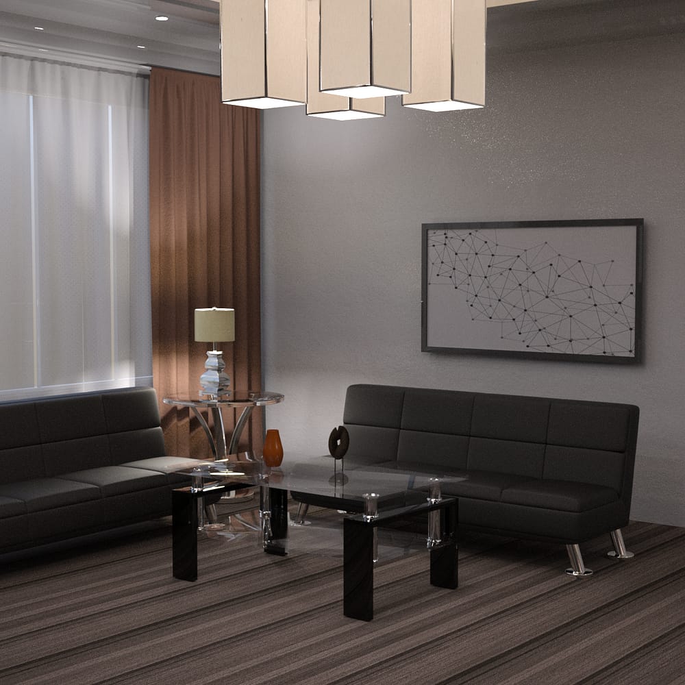 Waiting area with furniture 3d models