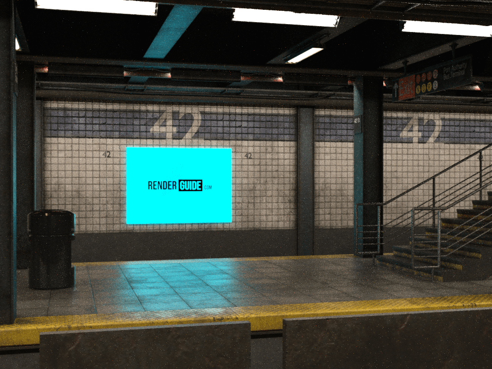 daz3d final render emission led screen subway