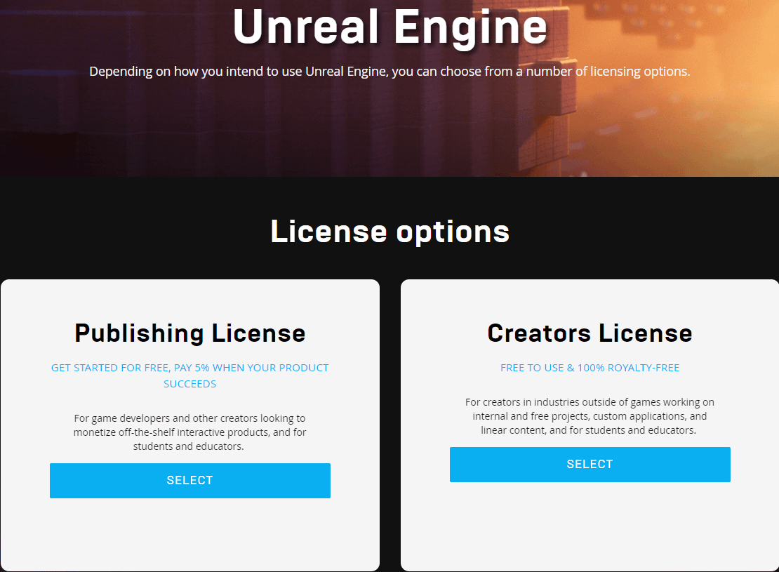 unreal engine download page