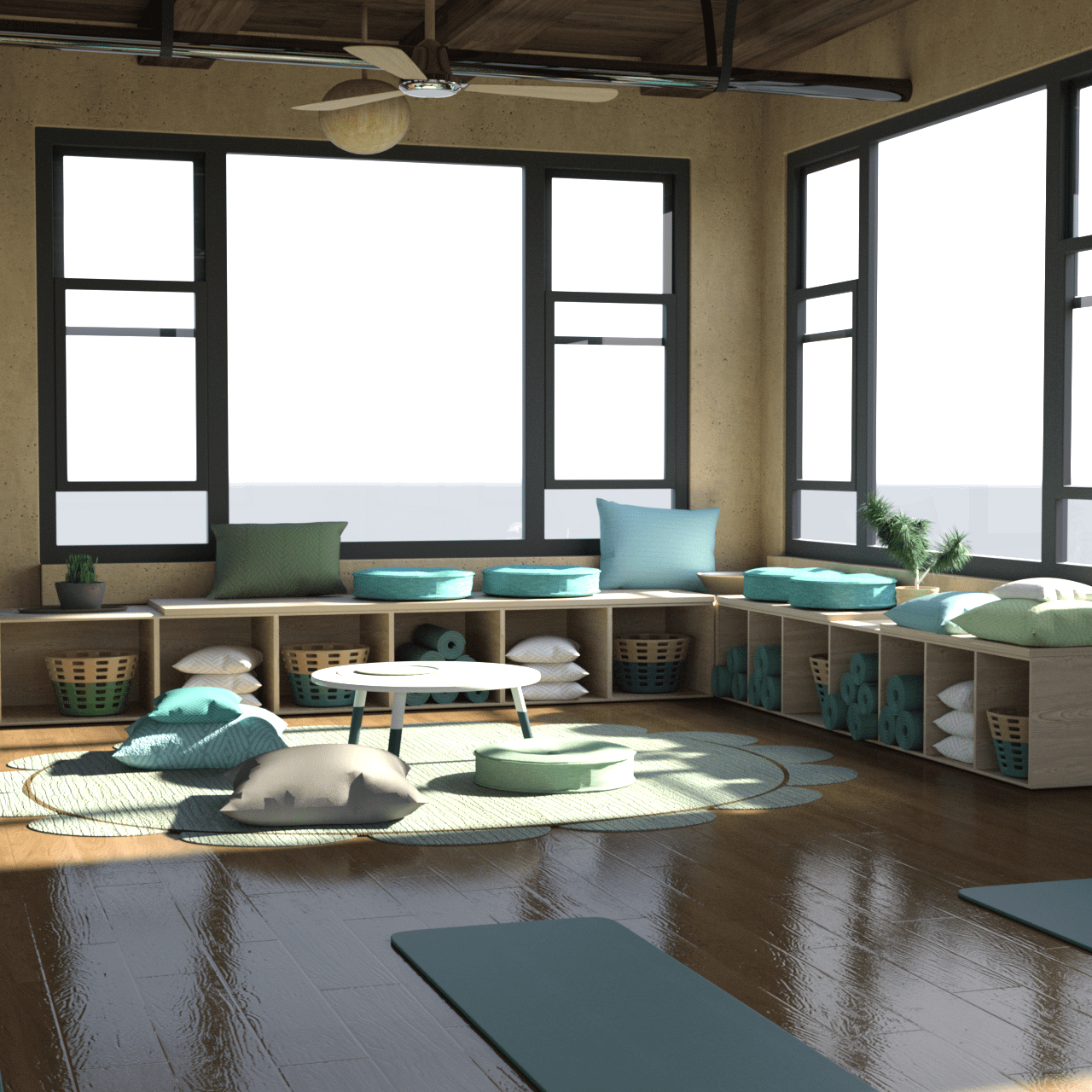 Another rendering of the yoga studio