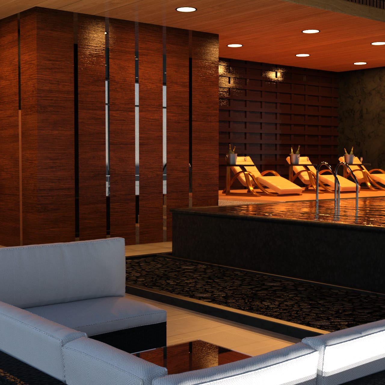 Normal seat area as part of the hotel indoor pool 3d model