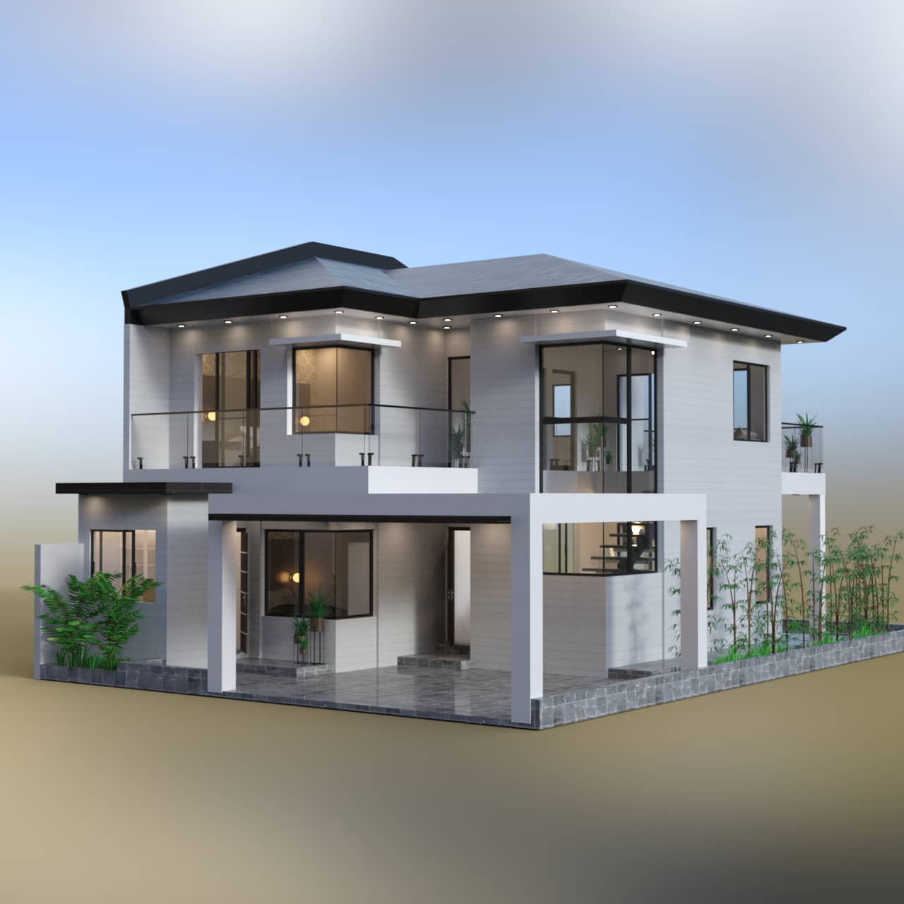 Outside view of the vacation house 3d model