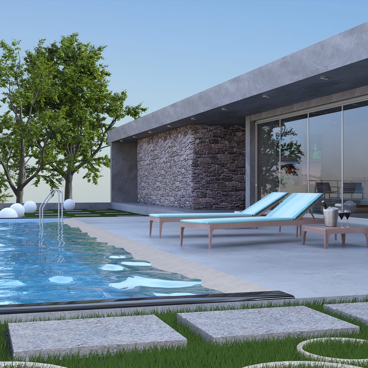 Villa with Pool 3d Model