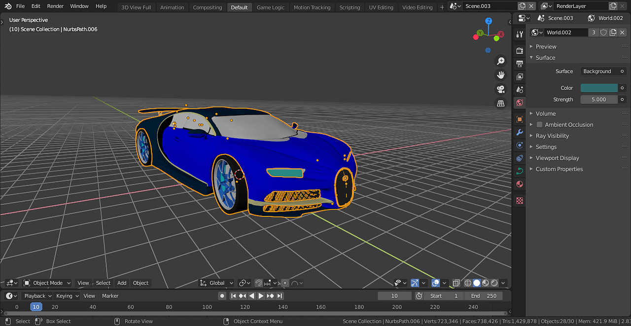 blender car model mesh viewport