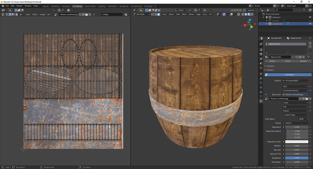 blender two textures on one UV map
