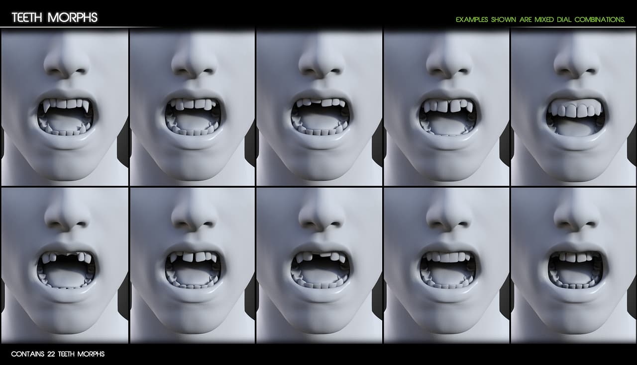 Additional teeth morph for daz figures