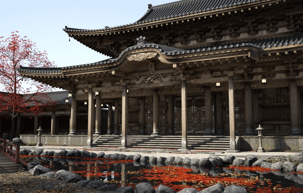 old japanese temple 3d asset