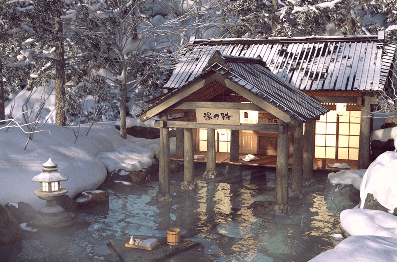 daz3d japanese winter spa model