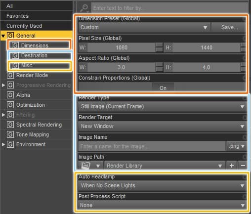 general tab inside daz3d render settings
