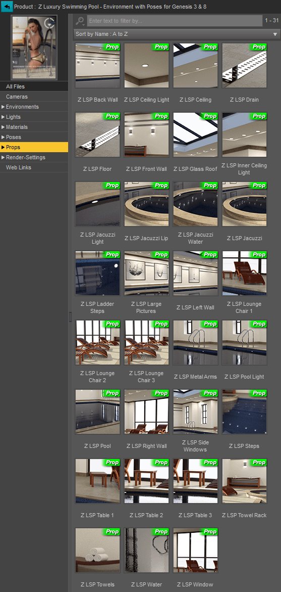 3d assets included in the pool with jacuzzi 3d Model