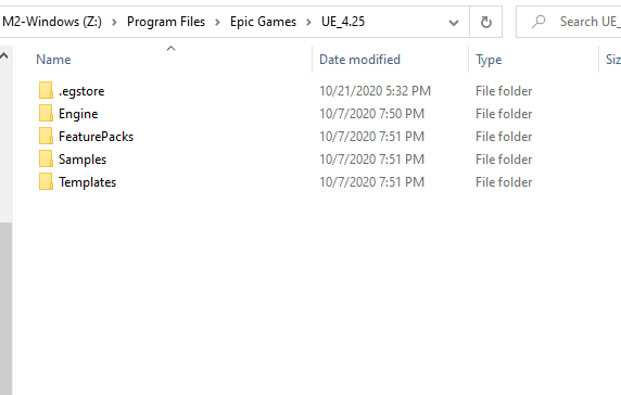unreal engine folder windows location