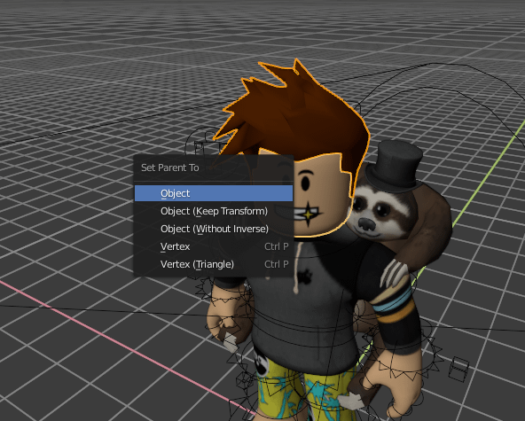 blender roblox character parent object posing