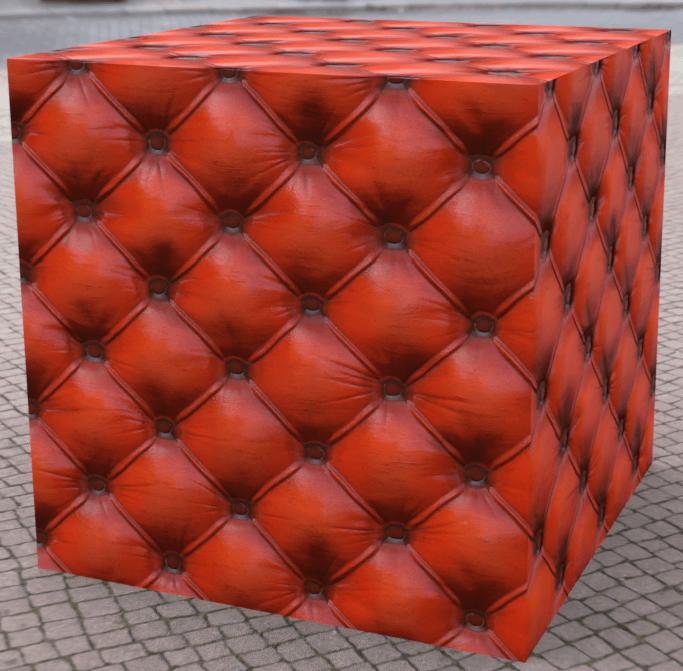 daz3d texture tutorial outcome - sofa texture on a cube
