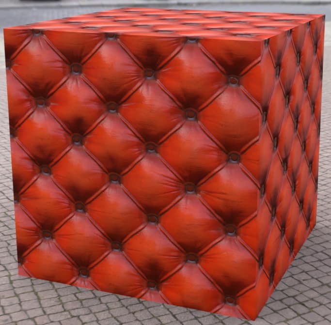 daz3d texture tutorial outcome - sofa texture on a cube